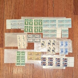 USPS 5 Cent Stamp Bundle Vintage 1940's - 1960's 59 Stamps